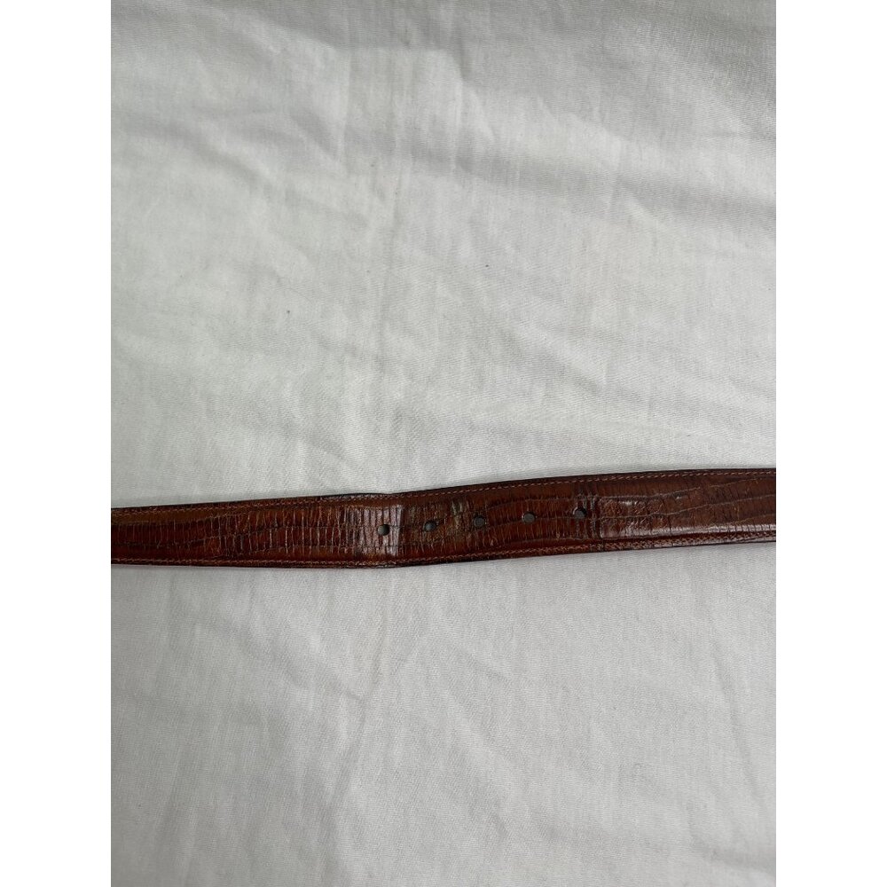 Trafalgar Brown Land Lizard Leather Belt Size 38 Handmade In Italy - Picture 5 of 9